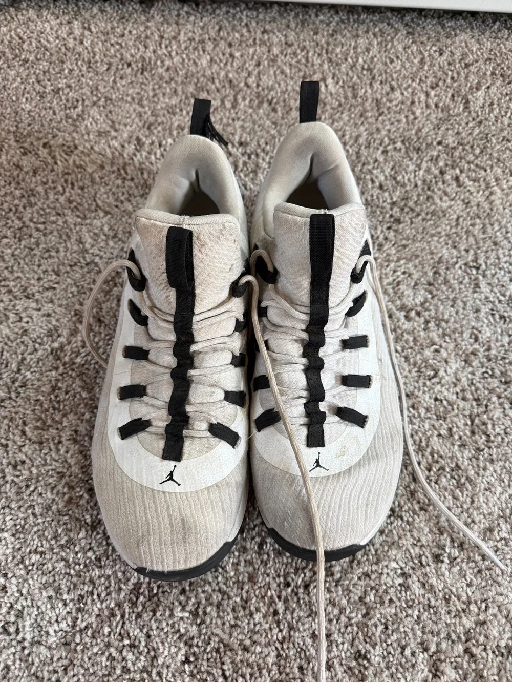 Jordan Beige and Black Jumpman Trainers